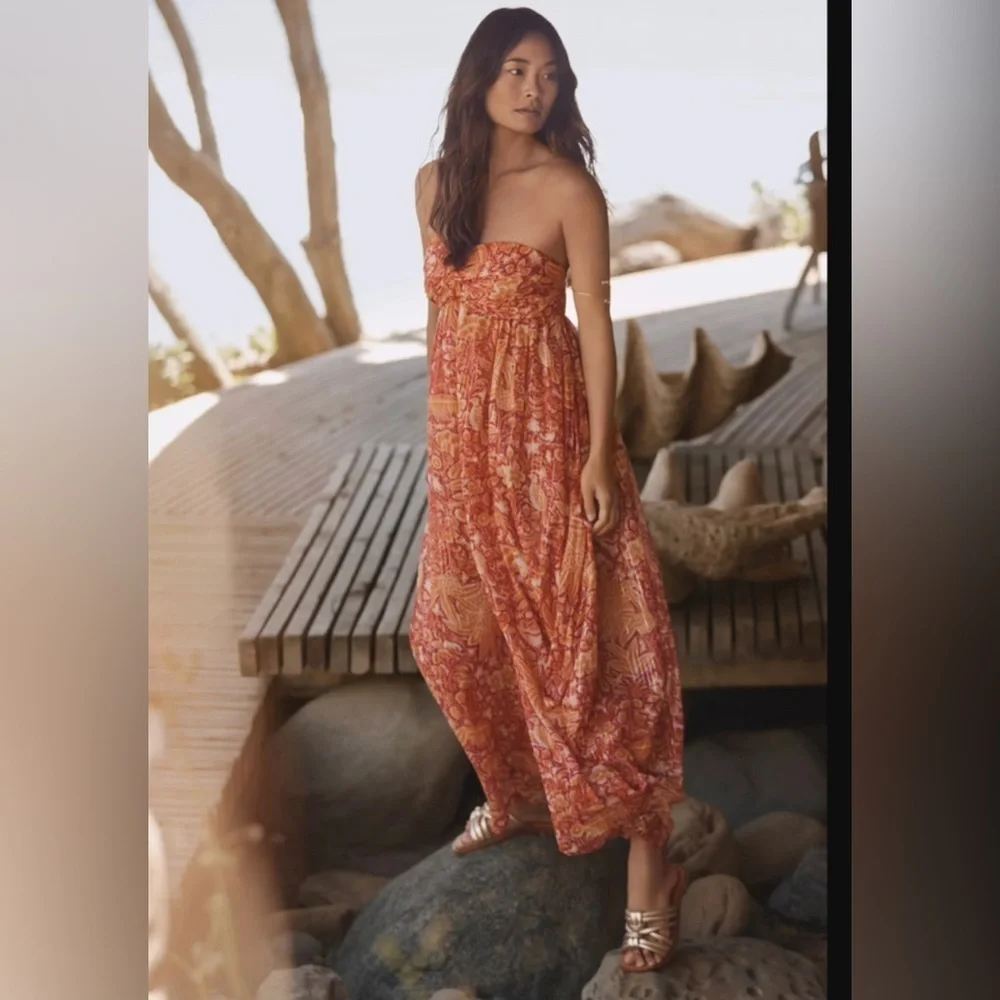 Anthropologie Palazzo Pants in small styled with orange lace jacket - Picture 1 of 6